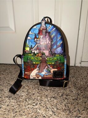 Disney Loungefly Beauty and the Beast Stained Glass Mini Backpack - Multicolor